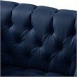 Maklaine Button Tufted Leather Chesterfield Accent Chair - Blue/Gold