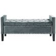 Maklaine Tufted Velvet Storage Bench with Nailhead Trim in Slate Blue