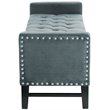 Maklaine Tufted Velvet Storage Bench with Nailhead Trim in Slate Blue