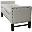 Maklaine Linen Fabric Storage Bench with Nailhead Trim in Cream/White