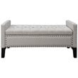 Maklaine Linen Fabric Storage Bench with Nailhead Trim in Cream/White