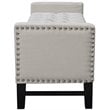 Maklaine Linen Fabric Storage Bench with Nailhead Trim in Cream/White