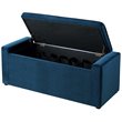Maklaine Velvet Upholstered Bench with Shoe Storage in Blue Finish