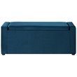 Maklaine Velvet Upholstered Bench with Shoe Storage in Blue Finish