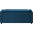 Maklaine Velvet Upholstered Bench with Shoe Storage in Blue Finish