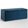 Maklaine Velvet Upholstered Bench with Shoe Storage in Blue Finish