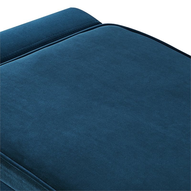 Maklaine Velvet Upholstered Bench with Shoe Storage in Blue Finish