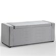 Maklaine Velvet Upholstered Bench with Shoe Storage in Gray Finish
