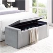 Maklaine Velvet Upholstered Bench with Shoe Storage in Gray Finish