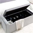 Maklaine Velvet Upholstered Bench with Shoe Storage in Gray Finish