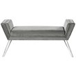 Maklaine Velvet Upholstered Bench with Acrylic Legs in Gray Finish