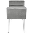 Maklaine Velvet Upholstered Bench with Acrylic Legs in Gray Finish