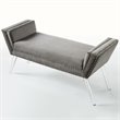 Maklaine Velvet Upholstered Bench with Acrylic Legs in Gray Finish