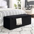 Maklaine Velvet Upholstered Bench with Shoe Storage in Black