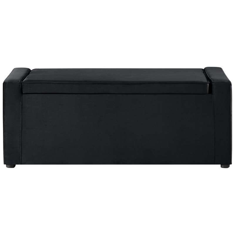 Maklaine Velvet Upholstered Bench with Shoe Storage in Black