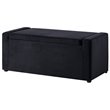Maklaine Velvet Upholstered Bench with Shoe Storage in Black