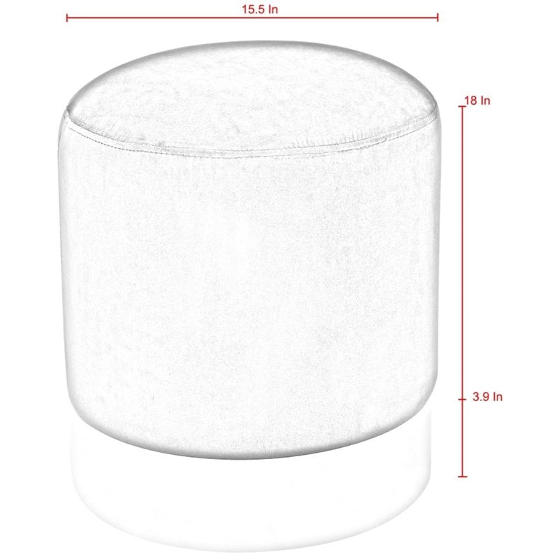 Maklaine Velvet Round Ottoman with Metal Base in Blue/Chrome