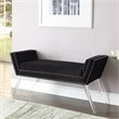 Maklaine Velvet Upholstered Bench with Acrylic Legs in Black