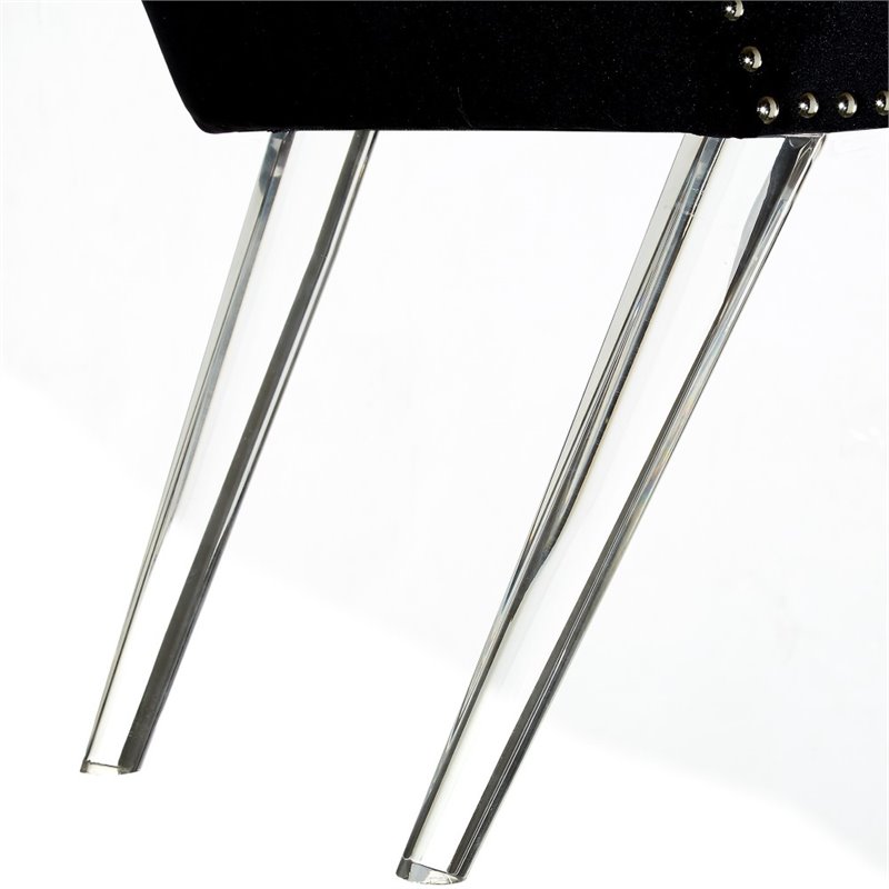 Maklaine Velvet Upholstered Bench with Acrylic Legs in Black