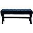 Maklaine Tufted Velvet Bench with Nailhead Trim in Navy Blue