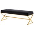 Maklaine Velvet Upholstered Bench with Stainless Steel Legs Black/Gold