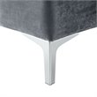 Maklaine Tufted Velvet Square Storage Ottoman with Chrome Legs in Gray
