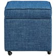 Maklaine Tufted Linen Fabric Cube Storage Ottoman with Casters in Blue