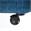 Maklaine Tufted Linen Fabric Cube Storage Ottoman with Casters in Blue