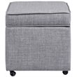 Maklaine Tufted Linen Fabric Cube Storage Ottoman with Casters in Gray