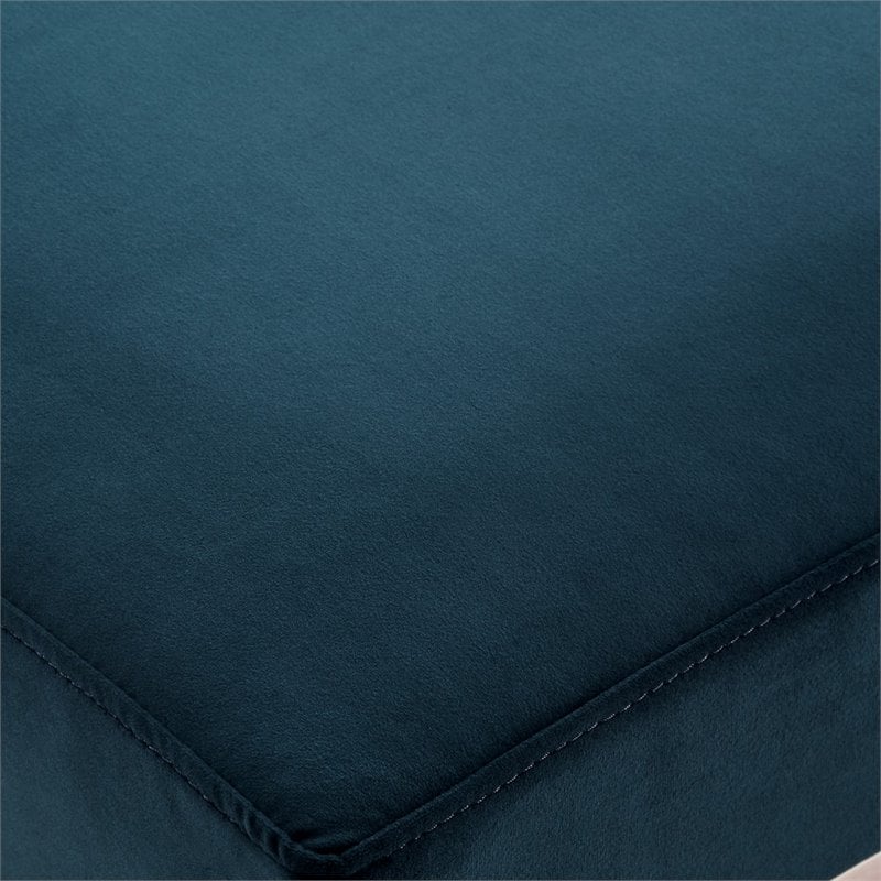 Maklaine Velvet Upholstered Bench with Stainless Steel Legs Blue/Chrome