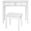 Maklaine 2-Drawer Mirrored Bedroom Vanity with Stool in White