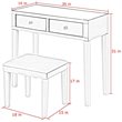 Maklaine 2-Drawer Mirrored Bedroom Vanity with Stool in White