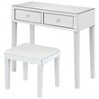 Maklaine 2-Drawer Mirrored Bedroom Vanity with Stool in White