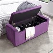 Maklaine Velvet Upholstered Bench with Shoe Storage in Purple