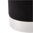 Maklaine Velvet Round Ottoman with Metal Base in Black/Chrome