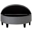 Maklaine Linen Fabric Half Moon Storage Ottoman in Light Gray