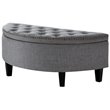 Maklaine Linen Fabric Half Moon Storage Ottoman in Light Gray