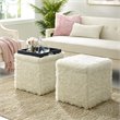 Maklaine Modern Faux Fur Fabric Cube Storage Ottoman in White