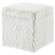 Maklaine Modern Faux Fur Fabric Cube Storage Ottoman in White