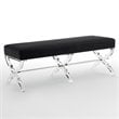 Maklaine Velvet Upholstered Bench with Acrylic X-Legs in Black