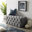Maklaine Modern Button-Tufted Linen Fabric Bench in Light Gray