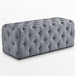Maklaine Modern Button-Tufted Linen Fabric Bench in Light Gray