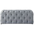 Maklaine Modern Button-Tufted Linen Fabric Bench in Light Gray