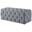 Maklaine Modern Button-Tufted Linen Fabric Bench in Light Gray