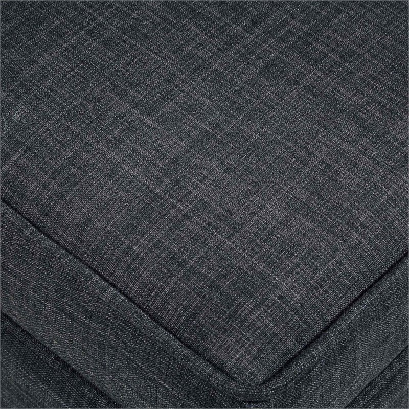 Maklaine Tufted Linen Fabric Cube Storage Ottoman with Casters in Black