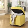 Maklaine Tufted Linen Fabric Cube Storage Ottoman with Casters in Yellow