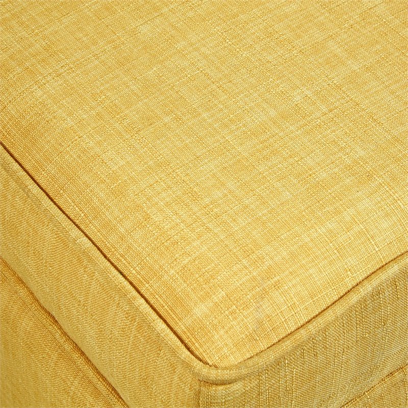 Maklaine Tufted Linen Fabric Cube Storage Ottoman with Casters in Yellow