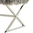 Maklaine Fur Fabric Upholstered Bench with Stainless Steel Legs - Gray/Chrome