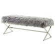 Maklaine Fur Fabric Upholstered Bench with Stainless Steel Legs - Gray/Chrome