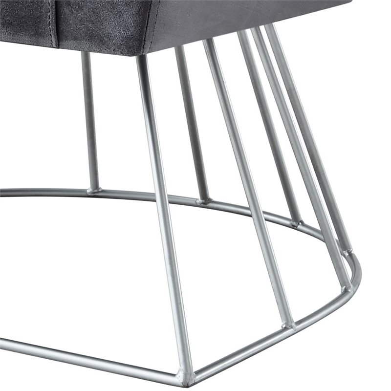 Maklaine Tufted Velvet Barrel Back Accent Chair in Gray/Chrome